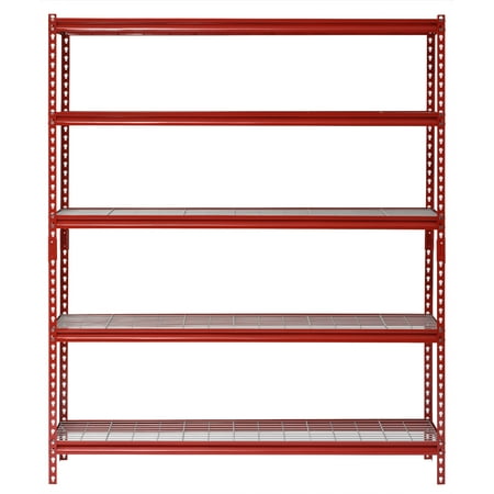 Muscle Rack Red 60"W x 24"D x 72"H 5-Shelf Steel Shelf Unit