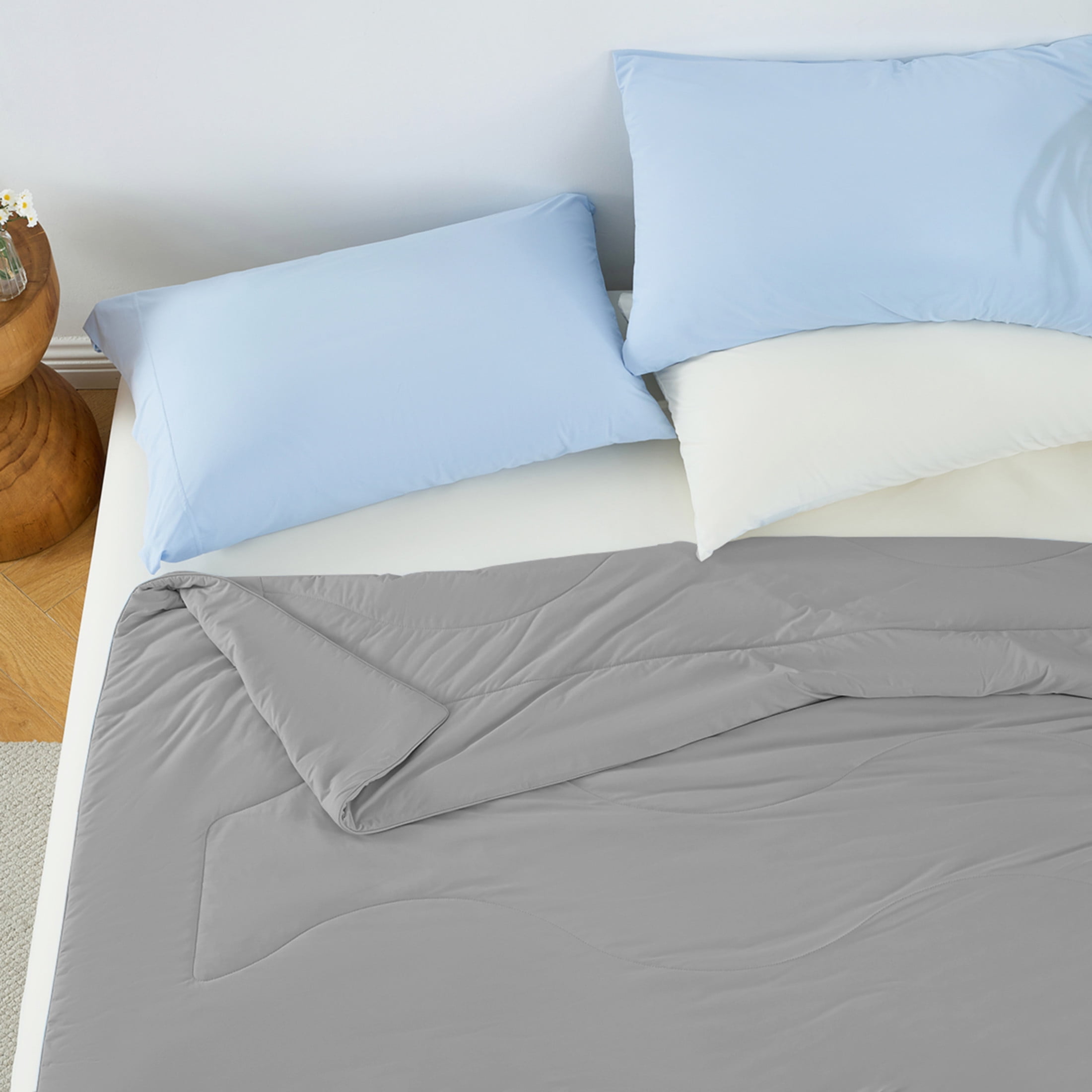 GDF Studio 108x90" King/Cal King Cooling Down Alternative Comforter, All-Season Bedding for Hot Sleepers, Gray