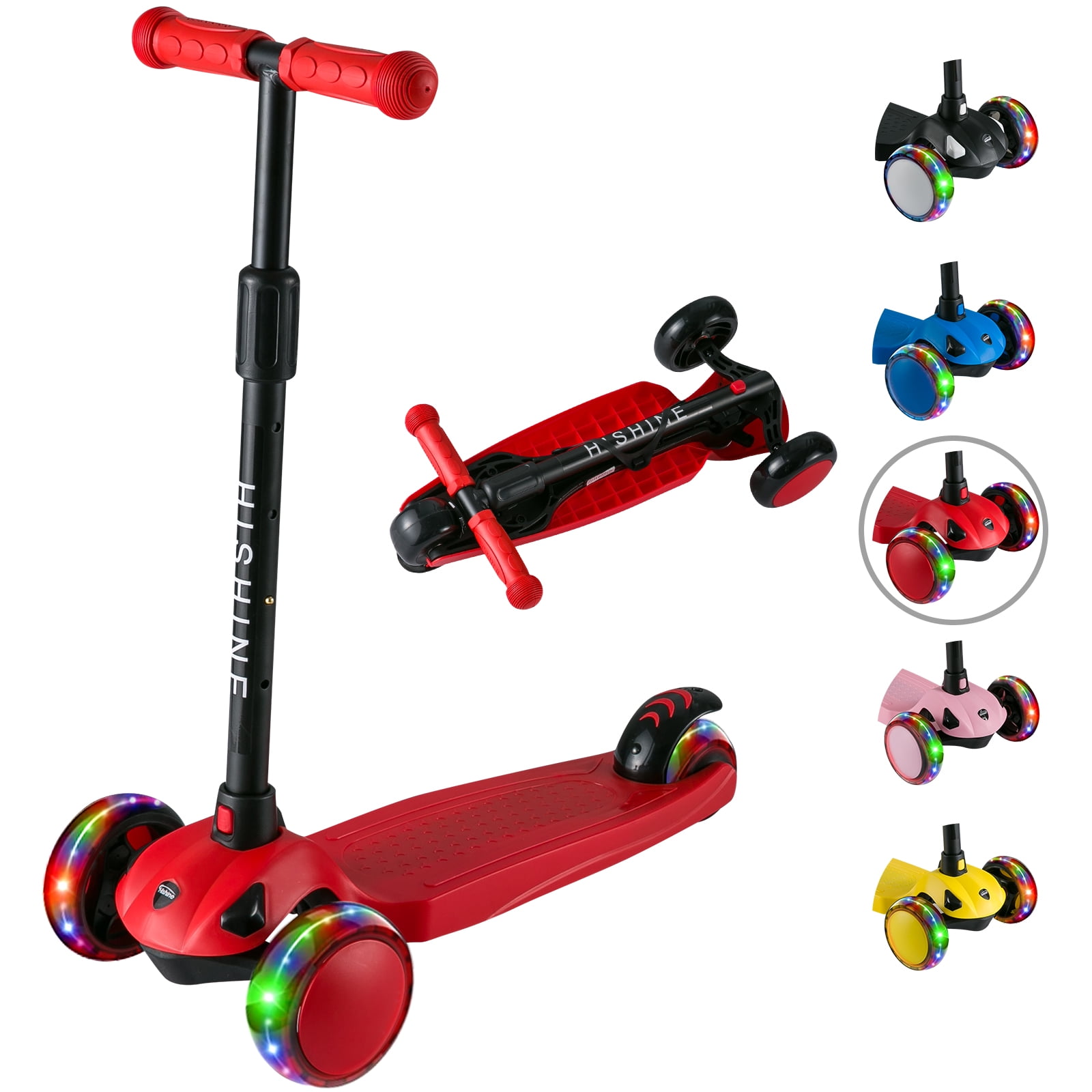 VOKUL Kick Scooter for Kids 3 Wheel Scooter for Toddlers Girls & Boys Lean to Steer with LED Light Up Wheels for Children from 3 to 12 Years Old 4 Adjustable Height
