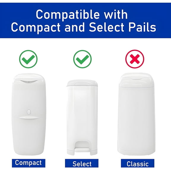 Square Diaper Refill Bags Compatible with Genie Diaper Compact and Select Pails,Hold up to 810 Newborn Sized Diapers Per Refill,4 Pack