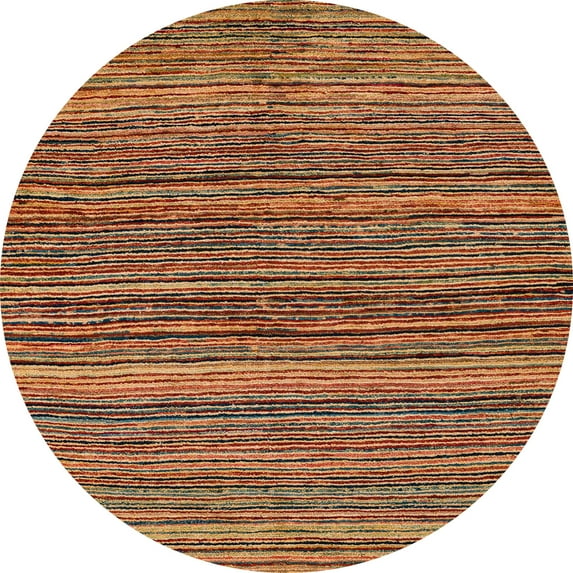 Ahgly Company Machine Washable Indoor Round Abstract Saffron Red Area Rugs, 3' Round