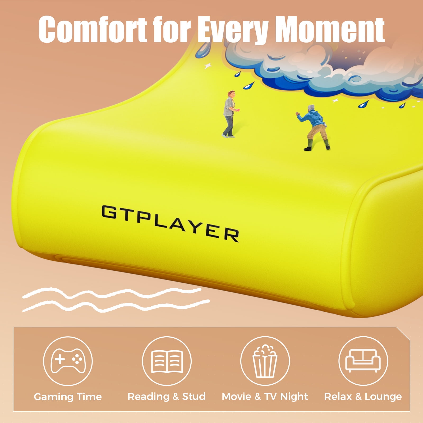 GTPLAYER Floor Rocker Gaming Chair，Yellow