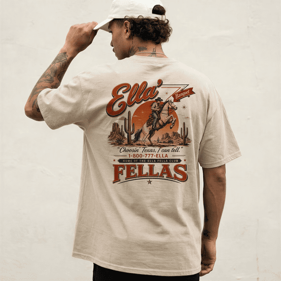 Ella Fellas Western T-Shirt, Vintage Cowboy Rodeo Graphic Tee, Country Music Fan Gift Shirt
