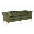 thumbnail image 3 of Chesterfield Velvet Sofa Button Tufted Couch With Scroll Arms and Gold Metal Legs For Living Room Office Apartment, 3 of 11