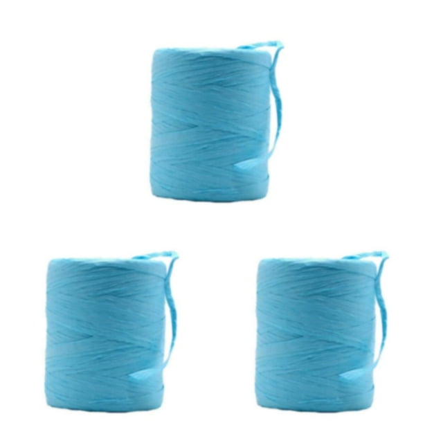 Maytalsory Fiber Raffia Paper Yarn For Long-lasting DIY Projects Natural Paper Ribbon Solid Crochet Yarn acid blue 3Set