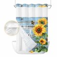 thumbnail image 2 of Spring Sunflower No Hook Shower Curtain Waterproof, Bathroom Curtains with Snap in Liners and See Through Top Window, Bee Wooden Grain Country Rustic Hotel Style Bathtub Curtains Shower 72"Wx84"L, 2 of 8