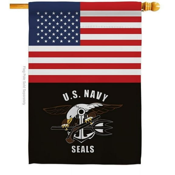 28 x 40 in. US Navy Seals House Flag with Armed Forces Double-Sided Decorative Vertical Flags Decoration Banner Garden Yard Gift