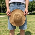 thumbnail image 5 of Women Wavy Ruffle Wide Brim Crochet Straw Sun Hat UPF 50+ UV Protection Packable Foldable Breathable Beach Travel Bucket Hat Khaki, 5 of 6