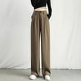 thumbnail image 2 of Womens Dress Pants Casual Loose Baggy High Waist Straight Wide Leg Full Length Office Business Suit Pants Work Trousers, 2 of 5