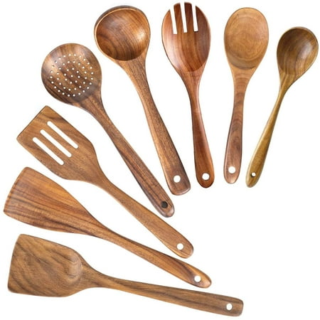 

Wooden Spoons for Cooking Nonstick Kitchen Utensil Set Wooden Spoons Cooking Utensil Set Non Scratch Natural Teak Wooden Utensils for Cooking(Teak 8 Pack)