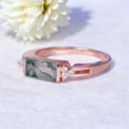 thumbnail image 3 of Baguette Cut Moss Agate Ring Diamond Cluster Ring Rose Gold Plated Engagement Ring Dainty Proposal Ring Gift for Wife, 3 of 4