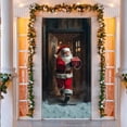 thumbnail image 4 of Decoración de escenas al aire libre, decoración del hogar, cubierta de puerta navideña de Papá Noel, fondo colgante de Papá Noel para puerta de entrada, decoración navideña navideña, pegatina de puert, 4 of 6