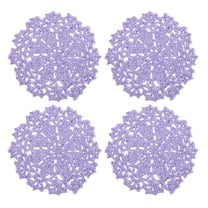 Fabric Coasters, 4pcs 4" - Cotton Woven Crochet Doilies, Lace Embroidery Cup Mat with Pattern (Light Purple)