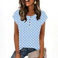 thumbnail image 3 of ZUKMRJPC Womens Summer Tops Short Sleeve Crewneck Polka Dot Button Down Pullover Tees Casual Loose Fit Basic Tunic Shirts, 3 of 7