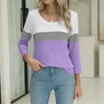 thumbnail image 6 of Endives Women's Long Sleeve T-shirt V Neck Tops Color Block/Solid Shirts Basic Summer Tees Womens Long Sleeve Tops, 6 of 7
