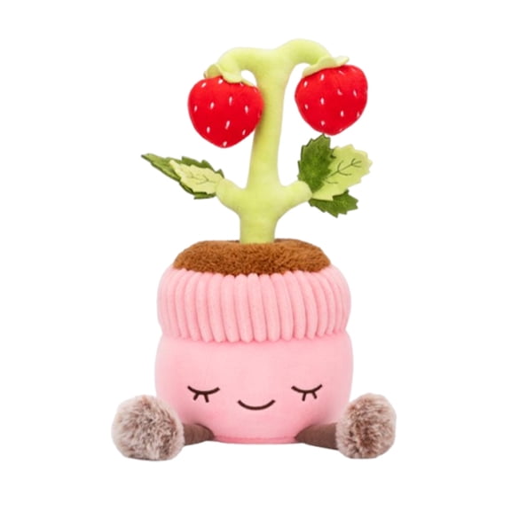 Whyan Plush Toy Strawberry Succulent Potted with Realistic Details, Soft and Huggable Stuffed Dolls, Ideal Room Decor, Birthday Gifts for Children Boys, Girls, and Family