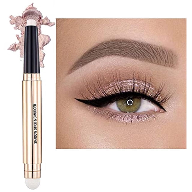 2 en 1 Barra de sombra de ojos y cepillo de sombra de ojos Crema de maquillaje de ojos Brillo Brillo Suave Barras de sombra de ojos Lápiz Desnudo Mate Corea Paleta Primer Crayón Líquido Resaltador Nat