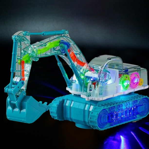 Children's Universal Transparent Gear Mining Toy Car Music Lighting Engineering Vehicle Simulation Model