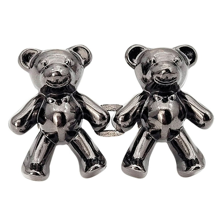 6/12 Pairs Cute Teddy Bear Clips for Pants, Metal Bear Jeans Buttons with  Small Box, Adjustable Teddy Bear Pants Clips for Waist Buckle (Large