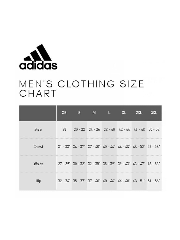 adidas mens shorts size guide