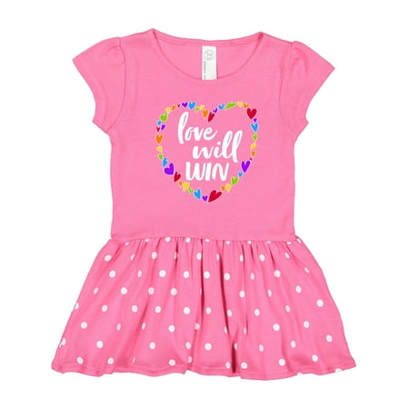 

Inktastic Love Will Win- Pride Rainbow Hearts Gift Toddler Girl Dress