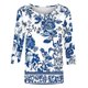 thumbnail image 3 of Tops de Verano 3/4 Mangas para Mujeres 2025 Impresa Camiseta Blusa Cuello Redondo Casual Primavera Y Verano Top Moda, 3 of 5