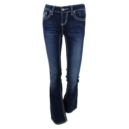 Zco - ZCO Juniors' Embellished Pocket Bootcut Jeans - Walmart.com