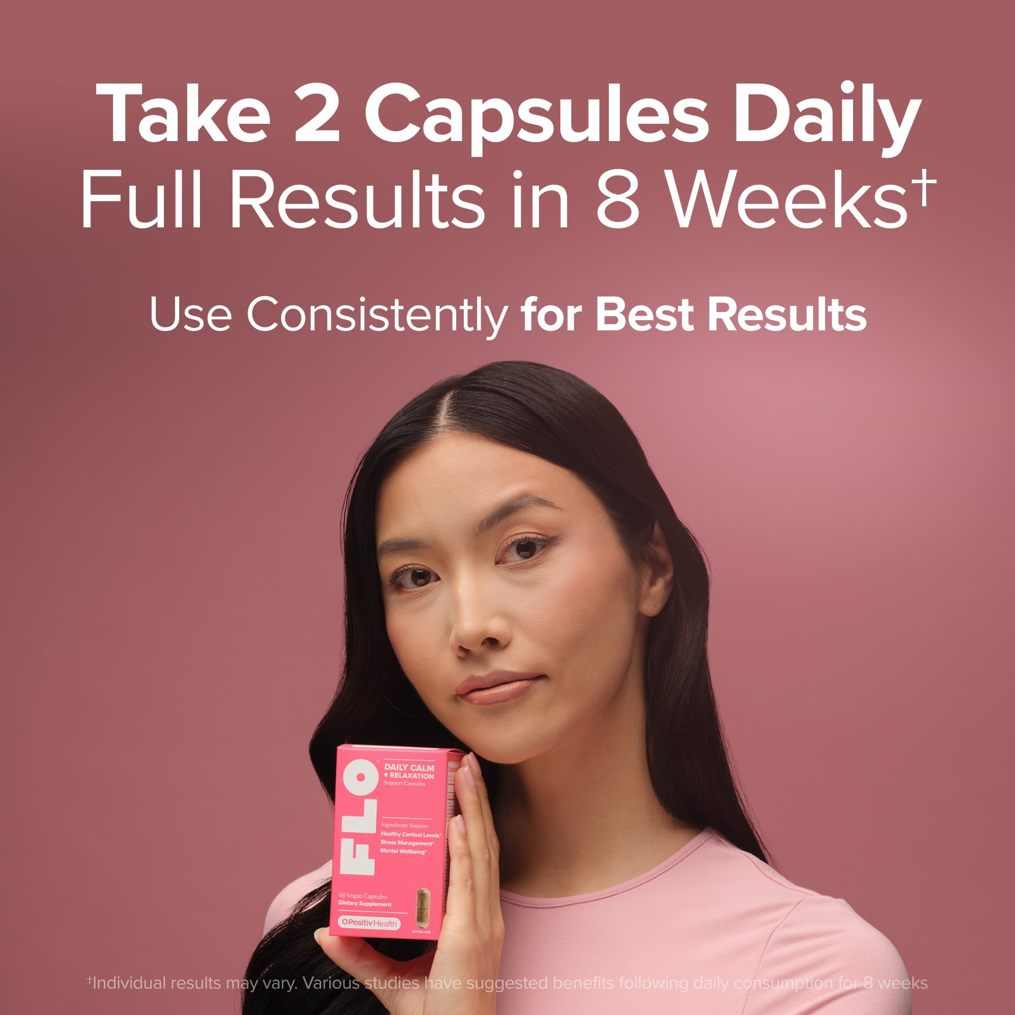 O Positiv FLO Daily Calm + Relaxation Support Capsules for Stress Management, 60 Count