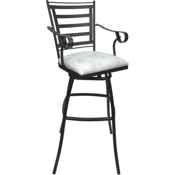 Aluminum Outdoor Indoor Bar Stool 30" Seat-Jenna Arms-UH Wh Stone Vinyl - Gray