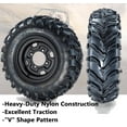 thumbnail image 3 of Telyswee 2 Pack 25x8-12 ATV Tires 6 Ply All-Terrain Tire with 12" Rim, 4 Lug Hole, PCD 4x136mm, 3.5+2.5 Offset for ATV UTV Trail Off-Road Mud Sand Terrain, 3 of 8