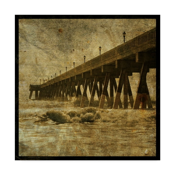 Trademark Fine Art 'Ocean Pier Waves' Canvas Art by John W. Golden