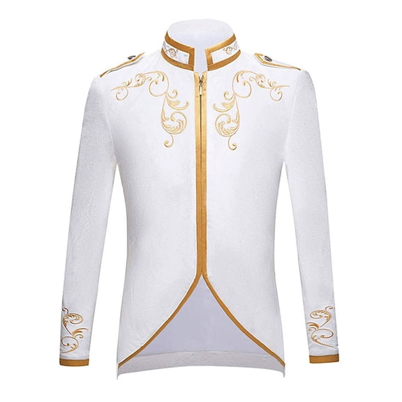 ATOGUTA Boys' Blazer Jacket Long Sleeve Print Zipper Boys Cute Stand Collar Casual Coat Size 8-13, White