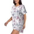 thumbnail image 2 of Naloa Lilies Flowers Women's Short-Sleeved Pajama Set, Loungewear, Summer pajamas, Breathable Cozy - Small, 2 of 9