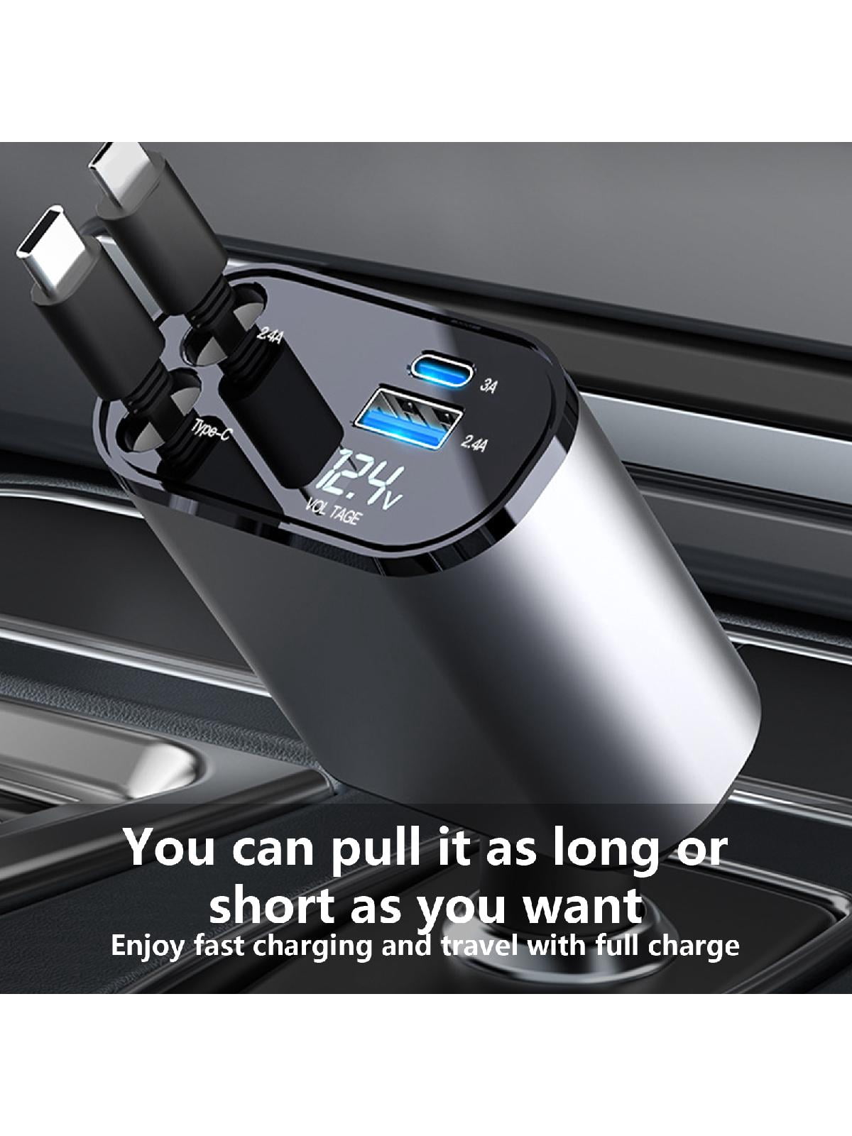 Retractable Car Charger USB C Car Charger Adapter Car Charger Fast Charging Converter for Men Women Car Accessories