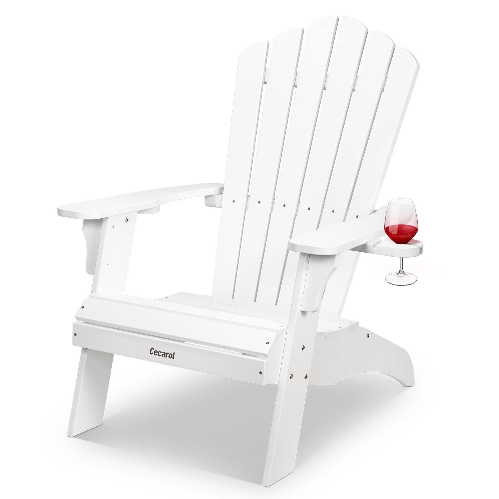 Cecarol Oversized Adirondack Chair Plastic, Outdoor Fire Pit Chair with Cup Holder, Adirondack Patio Chair Weather Resistant for Outside, Porch, Lawn, Garden- AC01, White