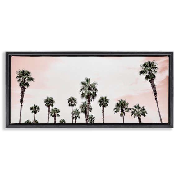 Stupell Industries Coastal Laguna Beach Pink Palms Black Floating Frame Canvas Art, 25 x 11, by Natalie Carpentieri