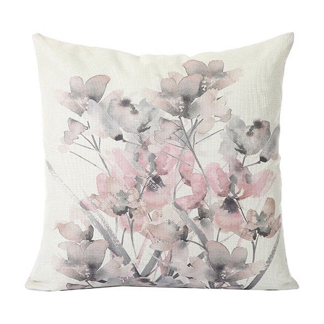 Juego de 2 piezas de funda de cojín con estampado de flores, almohada cuadrada decorativa