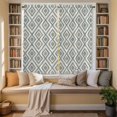thumbnail image 3 of Teal Geometric Kitchen Curtains, Boho Ethnic Plaid Modern Abstract Art Light Filtering Window Curtain Panels, 2Pcs Rod Pocket Window Treatments Set for Living Room Bathroom Bedroom 42x63 Inches, 3 of 9