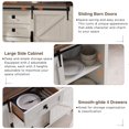 thumbnail image 5 of OKD Farmhouse Sideboard Buffet Cabinet with Storage, 60" Large Kitchen Cabinet w/Sliding Barn Doors and 4 Drawers, 31.2'' Tall Wood Coffee Bar Table for Dining Room, Antique White, 5 of 6