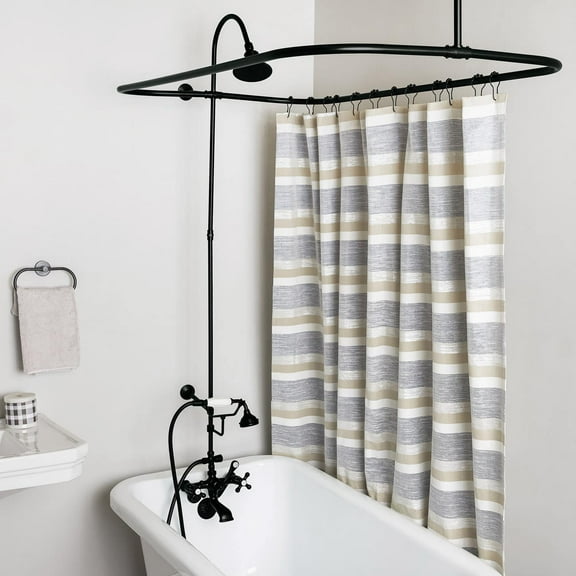 54 Inch Clawfoot Tub Wall Mount Shower Enclosure with Faucet and Watering Can Shower Head