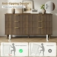 thumbnail image 6 of Laintene 6 Drawer Dresser for Bedroom, 53" Wide Dressers & Chest of Drawers, Boho Fluted Dresser with Wave Panel Design, Modern Storage Dressers Organizer for Living Room,Walnut, 6 of 10