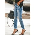 thumbnail image 6 of Chase Secret Womens Ripped Boyfriend Straight Jeans Hole Denim Jeans, 6 of 6