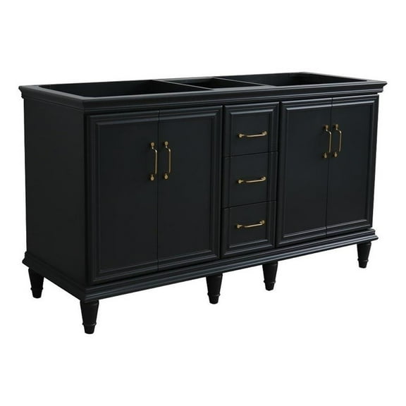 60 in. Double Wooden Vanity Dark Gray  Cabinet Only