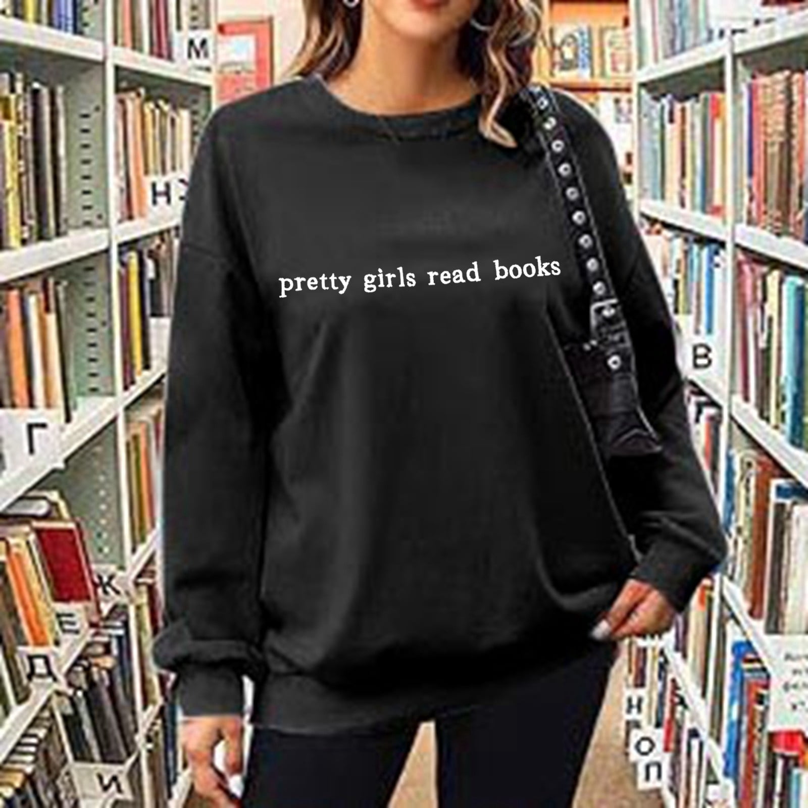 Women's Fall/Winter Fashion Casual Letters Print Loose Long Sleeve Crew Neck Hoodie No Hoodie Sweatshirt Front Zip Jacket Women Active Hoodie Women Baseball Hoodies Women Pretty Sweater Women