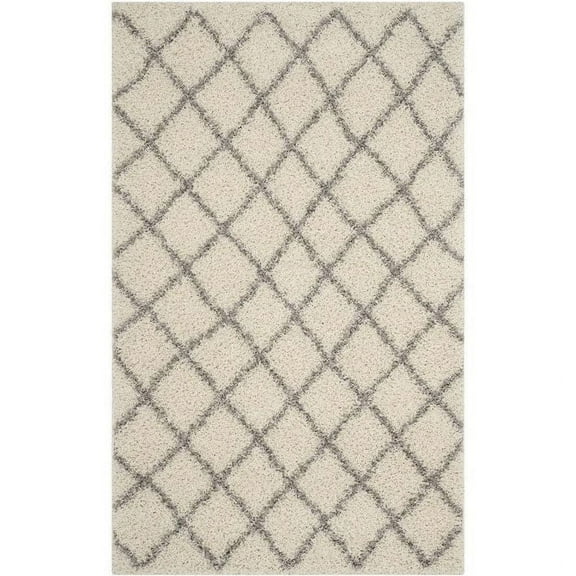 SAFAVIEH Dallas Jerrie Geometric Shag Area Rug, Ivory/Grey, 8' x 10'