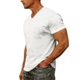 thumbnail image 4 of Men's V Neck T Shirts Short Sleeve Plus Size Tee Loose Casual Top Basic Oversized Shirts with Pocket, 4 of 7