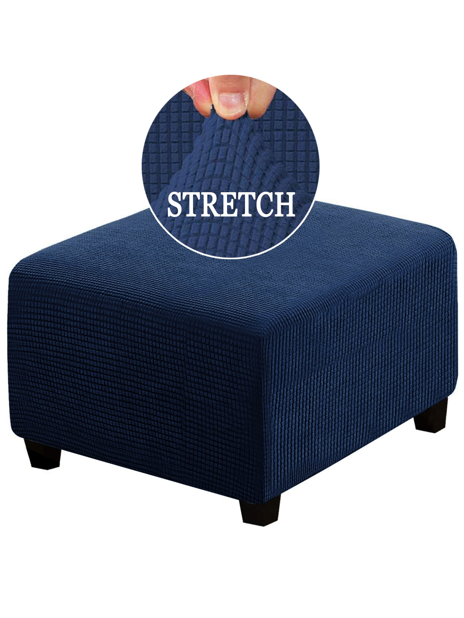 KBOOK Ottoman Cover Square Ottoman Slipcover Stretch Jacquard Footstool