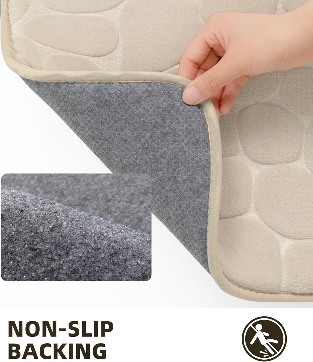 Memory Foam Bath Mat – Super Soft Absorbent Bathroom Rug, Non-Slip Quick Dry Floor Mat, Cobblestone Design, Washable Bath Mat for Bathroom, Bedroom, Toilet