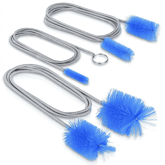 CNDRLEF 3-Piece Drain Brush Set, 61in Flexible Stainless Steel Pipe Cleaning Brushes with 5 Sizes, Double-Ended Tube Cleaner for Sink, Drain & AC Line