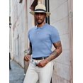 thumbnail image 4 of COOFANDY Mens Textured Knit Shirts Short Sleeve Summer Button Down Shirt Casual Dress Office Work Shirts, 4 of 6